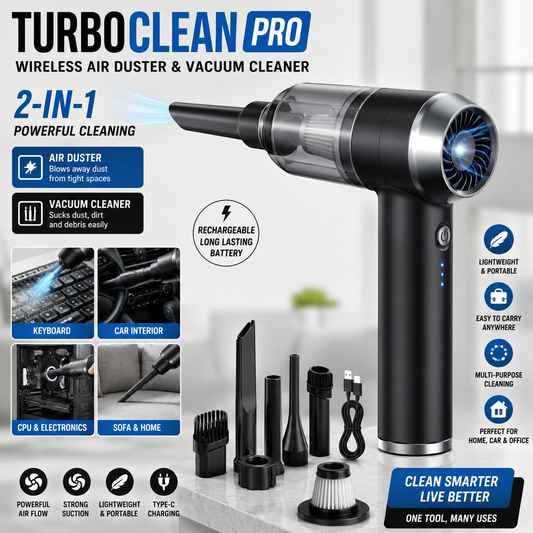 TurboClean Pro – Wireless Air Duster & Vacuum Cleaner